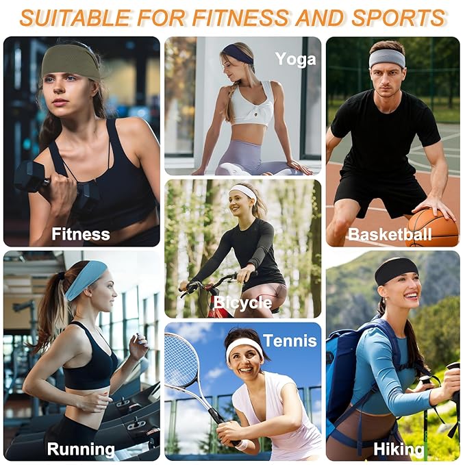 Wide Headbands for Women Non Slip Elastic Womens Hair Bands Yoga Sports Workout Head Bands for Women's Super Soft Headband Hair Accessories