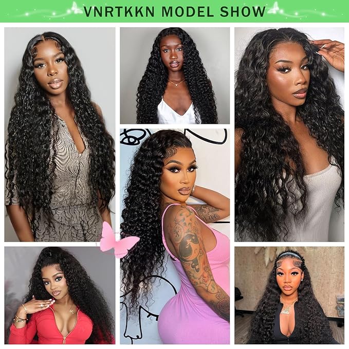 34 Inch Deep Wave Lace Frontal Wigs Human Hair 200 Density 13x6 HD Transparent Deep Wave Lace Front Wigs for Women Glueless Wigs Human Hair Pre Plucked Deep Wave Wig with Baby Hair