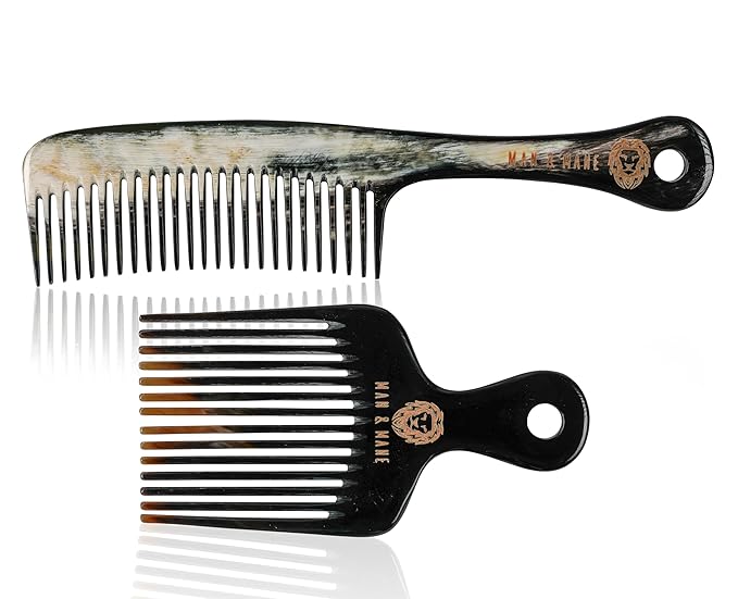Premium Handmade 100% Oxhorn Anti-static Detangling Styling and Hair Pick Combs Combo Pack for Women & Men