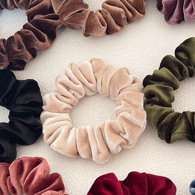 Velet Scrunchies for Women, 6 Pcs Soft Hair Ties, No-tangling Elastic Scrunchy, Ponytail Holder Hair Accessories, Stretchy Scrunchy Set for Thin & Thick Hair, Classic Hair Bands Set