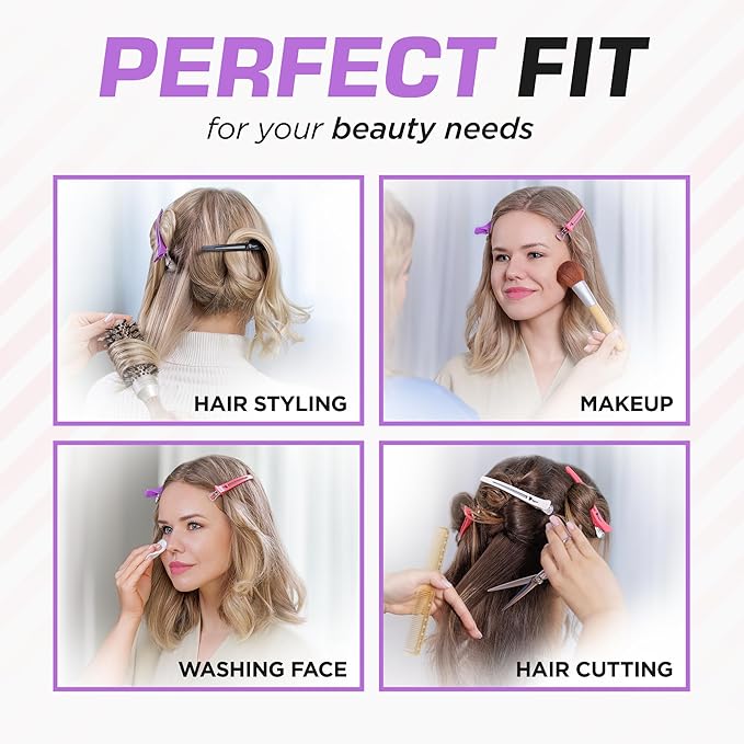 Fagaci Firm Grip Hair Clips with Silicone Band - Duckbill Sectioning and Styling Clips, Durable Alligator Clips for Women's Hair, Long Duck Billed Salon Clips