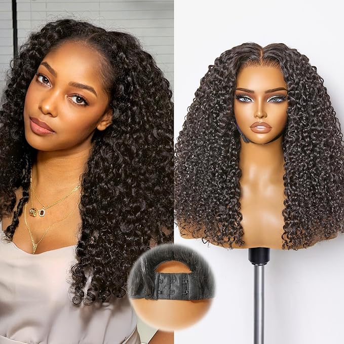 LUVME HAIR 7x6 HD Lace All-Day Comfort Wig Burmese Messy Curly PartingMax Lace Wigs Lace Front Wigs Human Hair Pre Cut Plucked Lace Frontal Glueless 20 Inches Natural Black Color