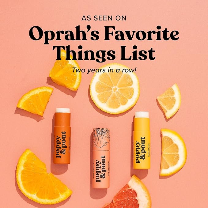 Poppy & Pout Orange Bloom Jumbo Lip Balm | All Natural Lip Balms & Moisturizers | Hydrates with Beeswax, Vitamin E, Organic Coconut Oil | Cruelty-Free | Lip Balm in Recyclable Cardboard Tube