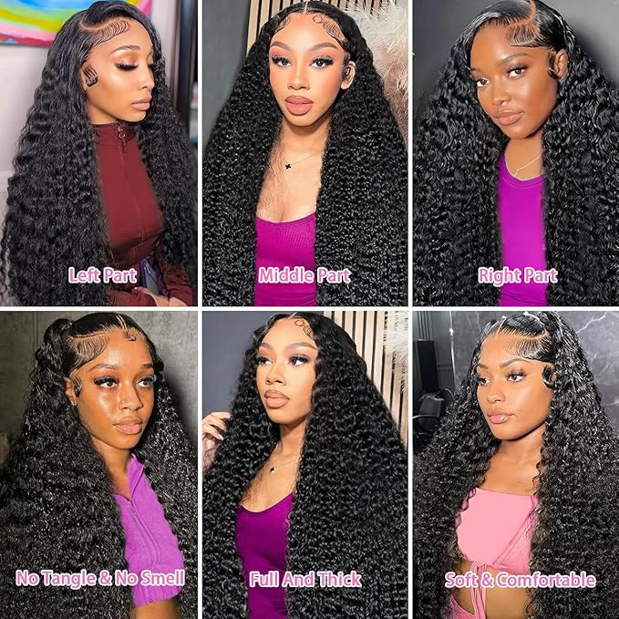 22 Inch 13x6 Deep Wave Lace Front Wigs Human Hair 200 Density 13x6 HD Lace Front Wigs Human Hair Pre Plucked Deep Curly Glueless Wig 100% Virgin Human Hair Lace Front Wigs for Women
