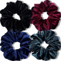 IVARYSS Extra Large Scrunchies for Women's Thick Hair, Premium Velvet Soft Jumbo Scrunchy, XL 6 inch Big Elastic Band Hair Accessories, 4 Pack, Dark