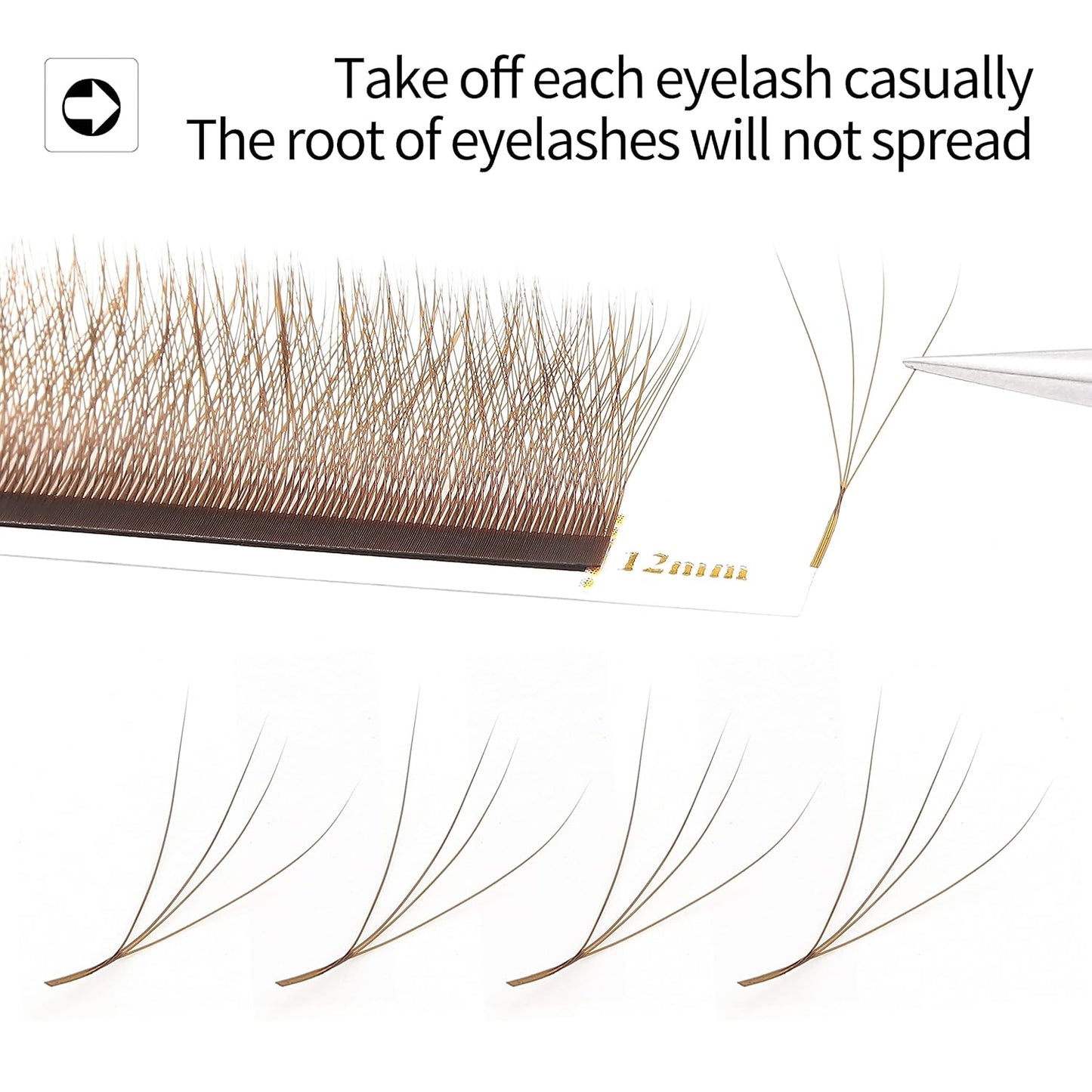 Lash Extensions Brown 4D W Eyelash Extensions W Shape 0.07mm Thickness C Curl 9mm Premade Fans Lashes Colored Lash Extension Volume Lashes Individual Lashes(W-Brown-4D-0.07-C,9mm)