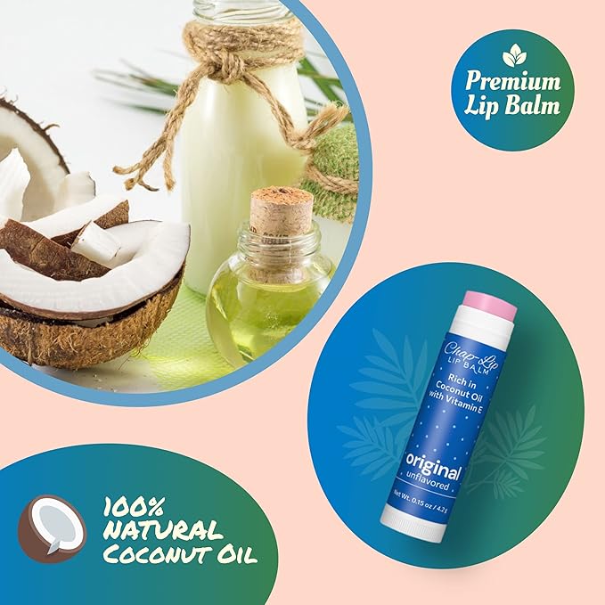 Rich in Coconut Oil & Vitamin E - Moisturizing, Ultra Conditioning & Hydrating - Total Lip Moisturizer & Lip Therapy Treatment - Happy Holidays 6 Flavor Assortment, 48 Count