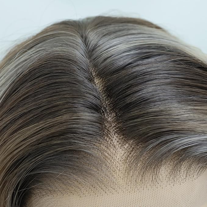 IMSTYLE Vibe Brown Blonde Lace Front Wigs Short Bob Wavy Wigs Synthetic Hair Wig Free Part with Natural Hairline Shoulder Length for Women (Vibe Brown Blonde)