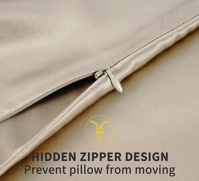 ZIMASILK 100% Pure Mulberry Silk Pillow Cases for Hair and Skin, Soft, Hypoallergenic & Smooth, Both Sides Grade 6A Silk, with Hidden Zipper, Gift for Women Men,1pc(Toddler 13''x18'',Taupe)