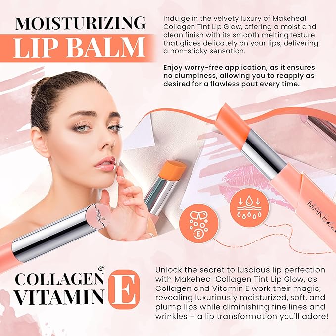 Collagen Tint Lip Balm, Hydrating Nourishing Smooth Lips, Lip Balm Infused with Collagen & Vitamin E, Vibrant Natural Lip Tint Color, From the Makers of Mediheal, Korean Beauty (Pink)
