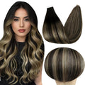 Full Shine Hair Tape in Extensions 18Inch Remy Tape in Hair Extensions Color 1B Off Black Fading to 27 Honey Blonde And Off Black 50G Invisible Tape Hair Extensions Real Human Hair for Wedding 20Pcs