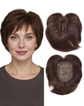 QUEENTAS Brown Short Hair Toppers for Women with Thinning Hair 360°3D Cover with 3 Clips Hair Pieces Wispy Bangs 4.6"*3.6" Coverage(Chocolate Brown/#4)
