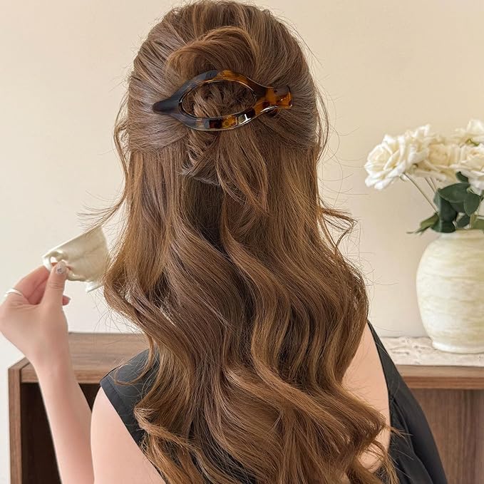 8PCS French Flat Hair Clips for Women Duckbill Hair Clips for Thick& Thin Hair Fashion Leopard Print Hair Claws 2 Styles