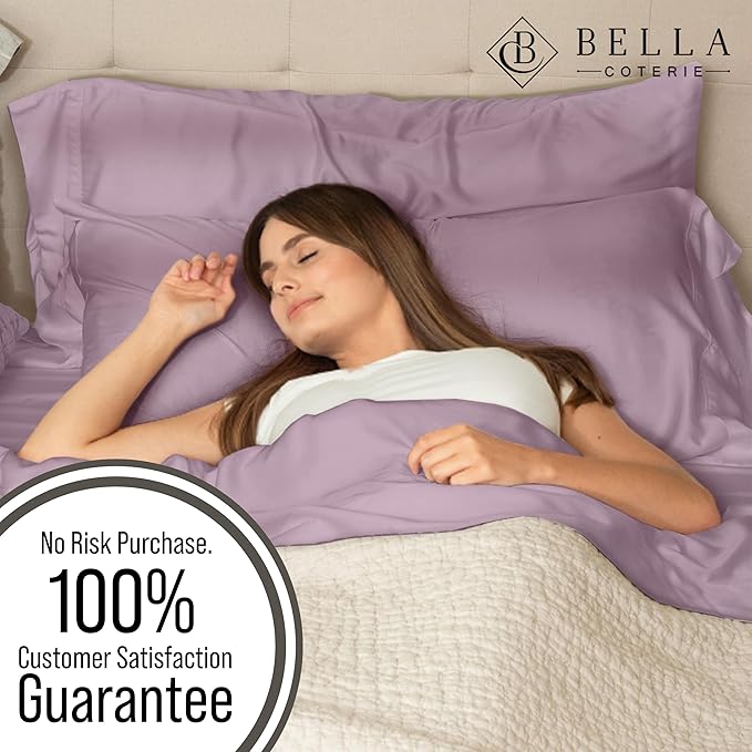 Bella Coterie | Luxury Bamboo Standard Size Pillowcase Set | 100% Organically Grown Bamboo Viscose | Ultra Soft | Cooling | 2 Pcs [Lilac]