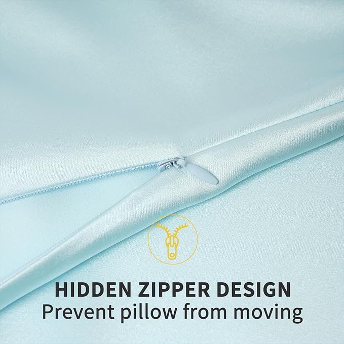 ZIMASILK 100% Pure Mulberry Silk Pillowcase for Hair and Skin Health,Soft and Smooth,Both Sides Premium Grade 6A Silk,600 Thread Count,with Hidden Zipper,1pc (King 20''x36'', Powder Blue)