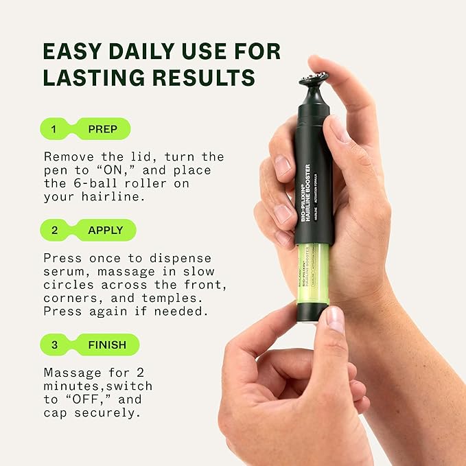 Scandinavian Biolabs Bio-Pilixin® Hairline Booster Refill | Hair Activation Formula, Does Not Include Rollerball Applicator, For Hairline Longevity, Vegan, 15 mL/ 0.5 oz (Pack of 3)