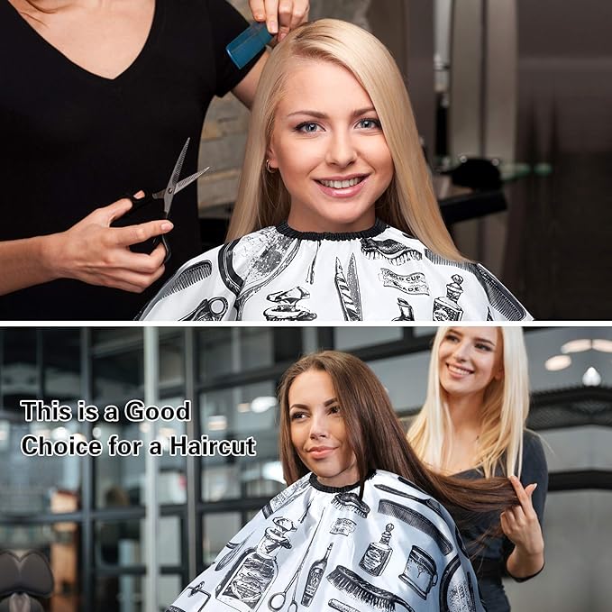 FEBSNOW Professional Hair Cutting Cape, 2 Pcs Hairdressing Barber Salon with Closure Snap for Styling Coloring Hair Cutting Cape Accessories（Print Design）