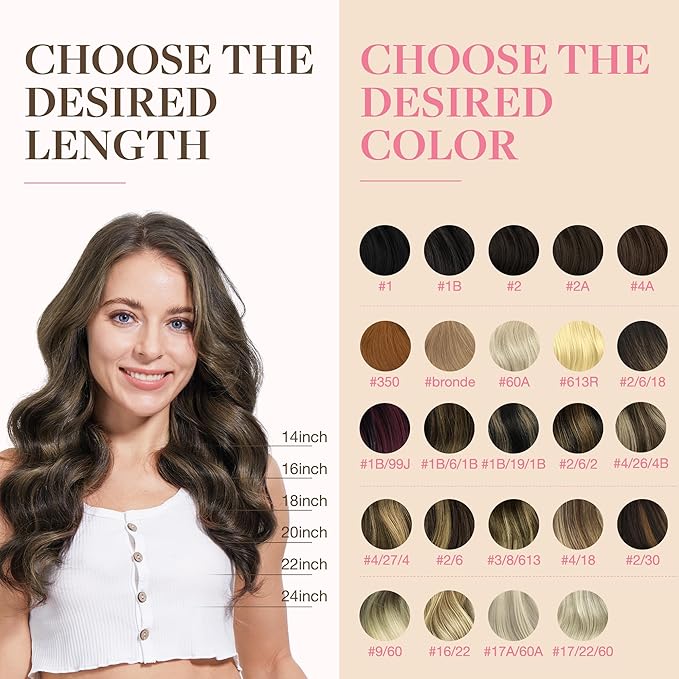 GOO GOO Tape in Hair Extensions Human Hair, 1B/19/1B Natural Black to Light Blonde, 24inch 50g 20pcs, Skin Weft Seamless Invisible, Silky Straight with Thick Ends, Remy Human Hair