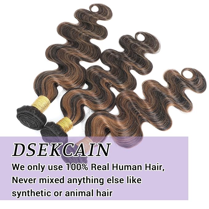 P1B/30 Body Wave Human Hair Bundles Highlight Brown Color Body Wave Bundle 100% Real Human Hair And True To Length 10 12 14 Inch 3 Pcs/Pack