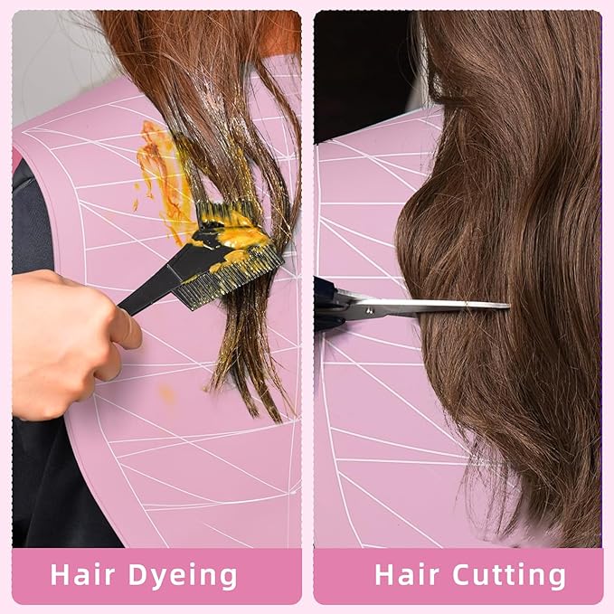 Professional Hair Cutting Cape with Geometric Grid Pattern, Longer Silicone Waterproof Cutting Mat,Neck Guide