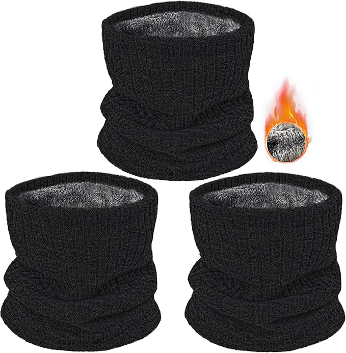 3 Pack Winter Neck Warmer & Ski Mask for Men Women Thermal Warm Fleece Face Mask Neck Gaiter Scarf Gift