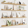 Picture Ledge Shelf for Wall, Floating Shelves Set of 4, 48 Inch Long Nursery Book Shelves for Toys Storage, Kids Bookshelf Wall Mounted for Books Photo Frames, Oak
