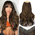 ALXNAN Clip in Hair Extensions,Balayage Dark Brown to Chestnut Long Wavy Hair Extensions Soft Synthetic Thick Hairpieces for Women 20 Inch