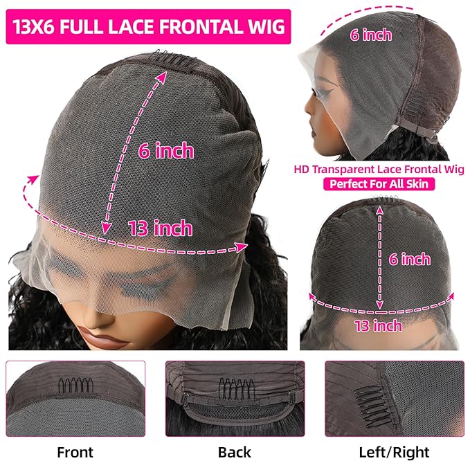 Lemoda 13x6 Full Lace Frontal Wig 180% Density Straight Lace Front Wigs Human Hair HD Transparent Lace Glueless Wig Pre Plucked 15A Brazilian Virgin Human Hair Wigs for Women 28 Inch