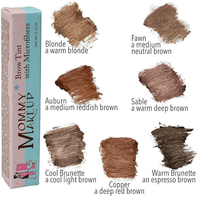 Brow Tint with Microfibers - 4-in-1 Tinted Eyebrow Gel to Groom, Hold, Sculpt & Color Your Brows, Covers Gray Hair - Water Resistant, Clump-Free, Long Lasting (Copper) by Mommy Makeup
