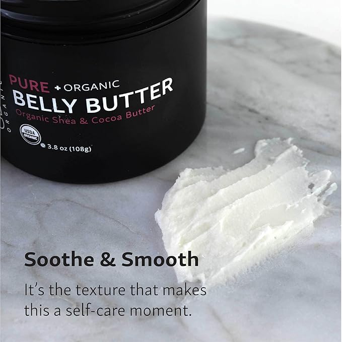 Belly Butter for Pregnancy, 100% Organic Stretch Mark Cream, Maternity Skincare for Itchy Skin & Scars, Safe Daily Ritual for Moms, 3.8oz