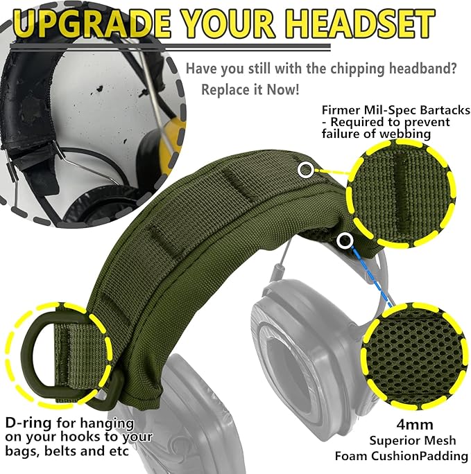 PROHEAR HC01 Headset Cover Tactical Advanced Earmuffs Modular Cover Fit for 3M WorkTunes Peltor Howard Leight Impact Walkers Razor - Green