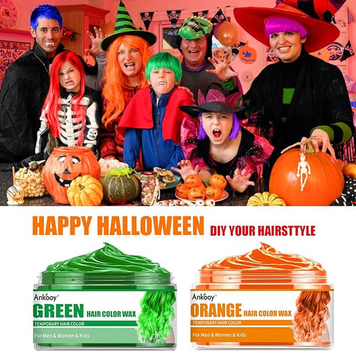 6 Colors Temporary Hair Color for Kids,Hair Wax Color for Halloween,Gifts for Teens,Girls,Boys,Gifts for Kids,Hair Color Spray Green Orange Pink Purple Red Blue Hair Dye Wax