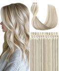 SURNEL Injected Tape in Hair Extensions #18P60 Ash Blonde with Platinum Blonde Seamless Remy Invisible Tape in Extensions Human Hair 20 Pcs 40g(#18P60,18)