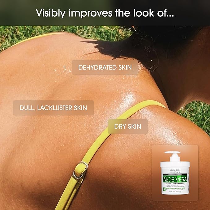Advanced Clinicals Aloe Vera Lotion Skin Care Relief Cream | Vitamin E Infused Hyaluronic Acid Moisturizer & Vitamin C Body Lotion For Women & Men Helps Improve Look Of Extremely Dry Skin, 16 Ounce