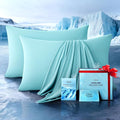 Ultra-Chill Cooling Pillowcase Set of 2 for Hot Sleepers, Softer Than Silk Pillow Cases for Protecting Hair & Skin, Breathable Bed Pillow Covers w/Zipper, Gifts for Women & Men (Mint Blue, Queen)