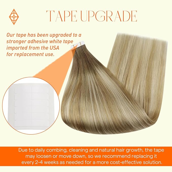 Full Shine 12Inch Tape in Hair Extensions Human Hair Color 6 Brown Fading to 27 and 60 Platinum Blonde Double Sided Tape in Hair Extensions Balayage Human Hair Extensions Tape in 20Pcs 30G