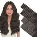 GOO GOO Invisi Edge Tape in Hair Extensions Human Hair, 1C Mocha Brown 20pcs injected with 20pcs classical tape ins, 12inch 80g, Virgin Remy Hair, Natural Look