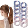 Hair Ties Scrunchies - Small Mini Scrunchy for Women Thick Hair Accessories Cute Soft No Slip Hair Elastics Ponytail Holder for Curly Hair No Damage Hairties Gift for Girls Blue Set