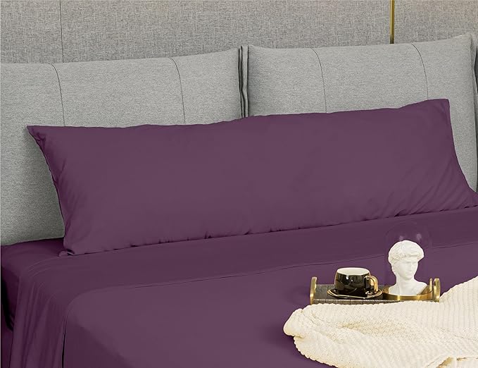 Sunflower Body Pillowcase 100% Cotton Long Pillow Cover/Case Envelope Closure 1 Pack, 21×54 inches Dark Purple, Soft and Breathable