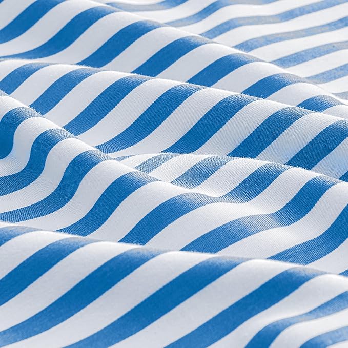 JELLYMONI 100% Natural Cotton Striped Standard Pillowcases Set, 2 Pack White and Blue Stripes Pattern Printed Pillow Covers with Envelope Closure(Pillows are not Included)