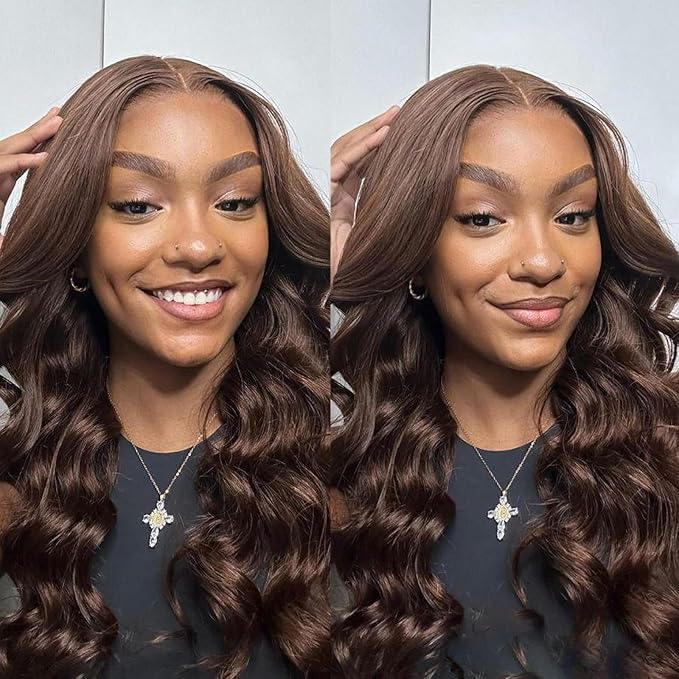 WOWANGEL 13x6 HD Lace Front Wigs Human Hair Body Wave Pre Plucked SKINLIKE 0.1mm Extremely Thin Real HD Lace Front Wigs 250% Density Glueless Human Hair Wigs for Women 28 Inch