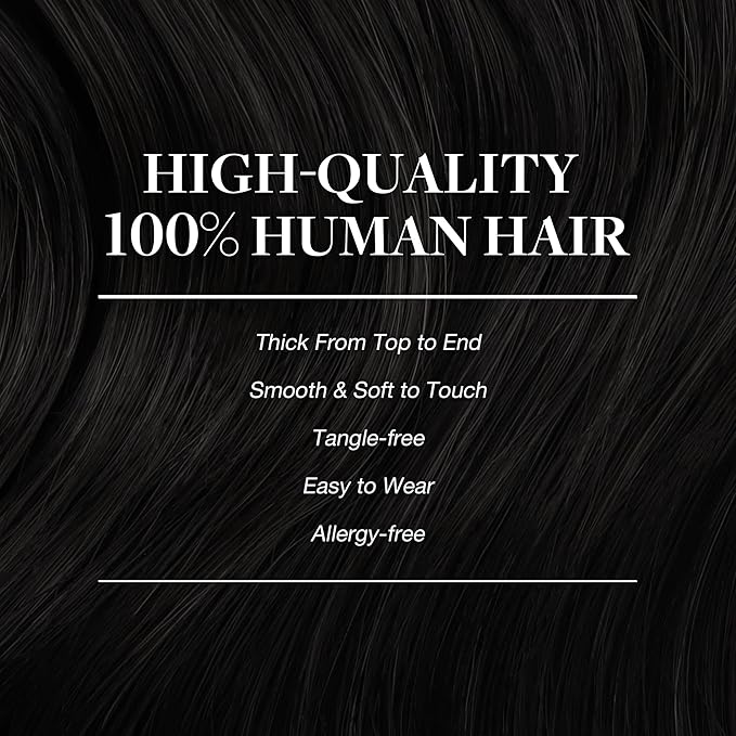 GOO GOO Clip in Hair Extensions Real Human Hair, Remy Human Hair Extensions Clip ins for Women, Natural Human Hair, 16inch 150g 9Pcs, 1 Jet black