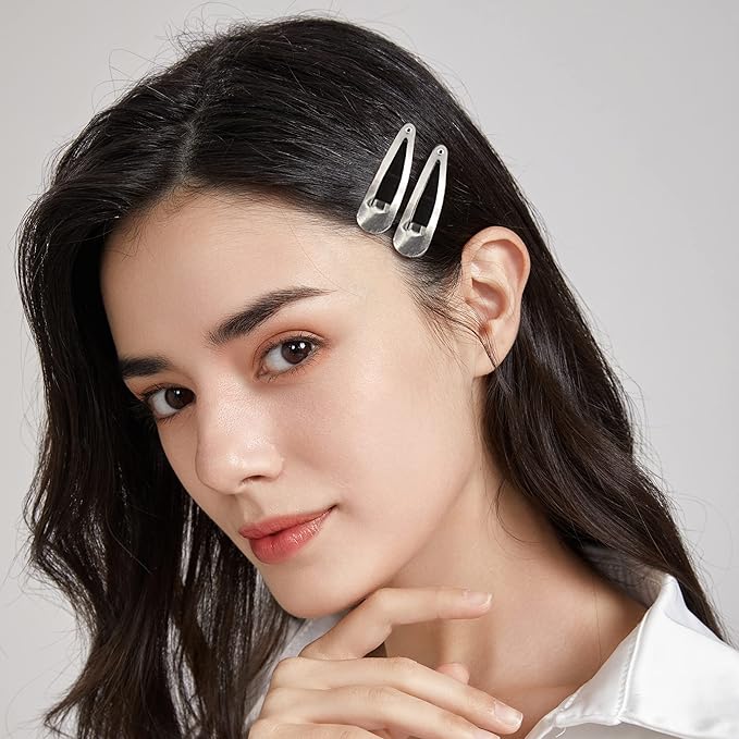 Dofash 12PCS Snap Hair Clips For Women-Non Slip & Metal Hair Barrettes, 5cm 2'' Small Clips For Thin & Fine Hair,Silver