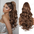 24 Inch Ponytail Extension, Clip on Ponytails for Women, Long Curly Wavy Ponytail Extensions for Women, Synthetic Layered Pony Tails Hair Extensions (Color: Medium Brown Mixed Honey Blonde)