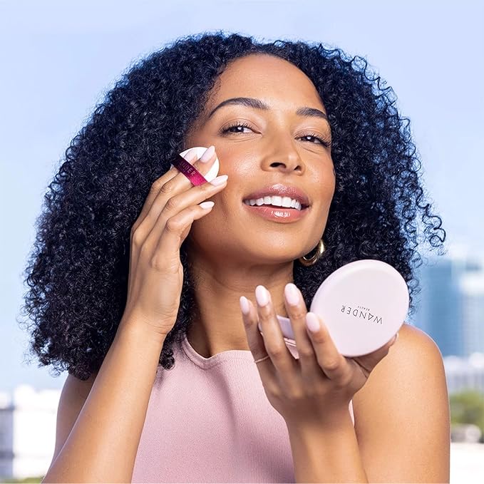 Wander Beauty Wanderlust Powder Foundation - Rich - Blurs and Evens Skin Tone - Perfects and Hydrates With Hyaluronic Acid, Aloe, Honeysuckle, & Vitamin E - Lightweight, Buildable Coverage - 0.31 oz