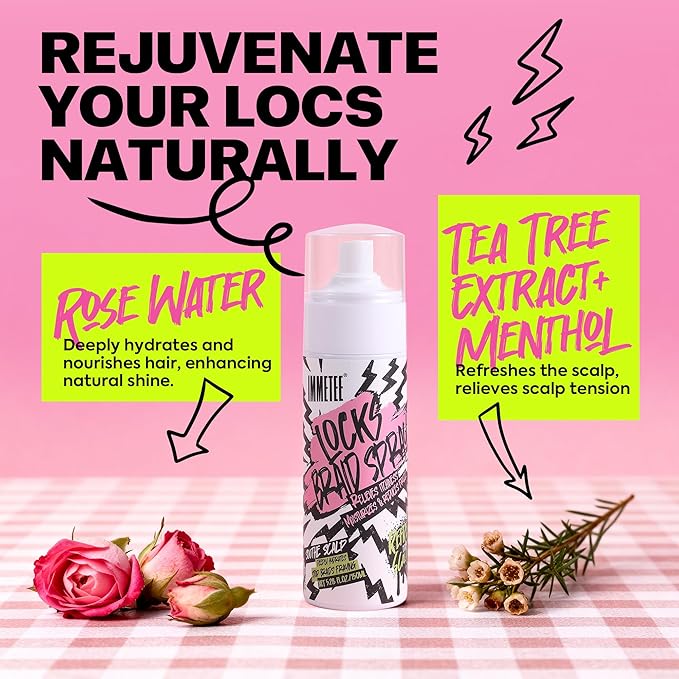 immetee Locks Braid Spray, Hair Frizz Control Spray for Braids, Locks, Twists and Cornrows, Refresh Itchy & Dry Scalp, Moisturizes High Shine for Dull Hair. 150ml/5. 28OZ
