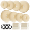 FANDAMEI Hair Bun Maker Set- 8 PCS Hair Donuts for Buns (2 Extra-large,2 Large,2 Medium and 2 Small), 40 PCS Bobby Pins, 5 PCS Hair Elastic Ties Black,Bun Maker - Gold