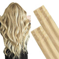 GOO GOO Invisi Edge Tape in Hair Extensions Human Hair, 18D/22F Dirty Blonde Highlights, 10pcs 18inch 25g, Virgin Remy Hair, Seamless Injected Tape, Natural Look