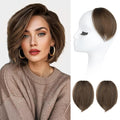 REECHO Clip in Hair Volumizer, 2PCS 6 inch Short Thick Clip in Hairpieces Adding Extra Volume Hair Extensions for Women (Medium Brown with Highlights)
