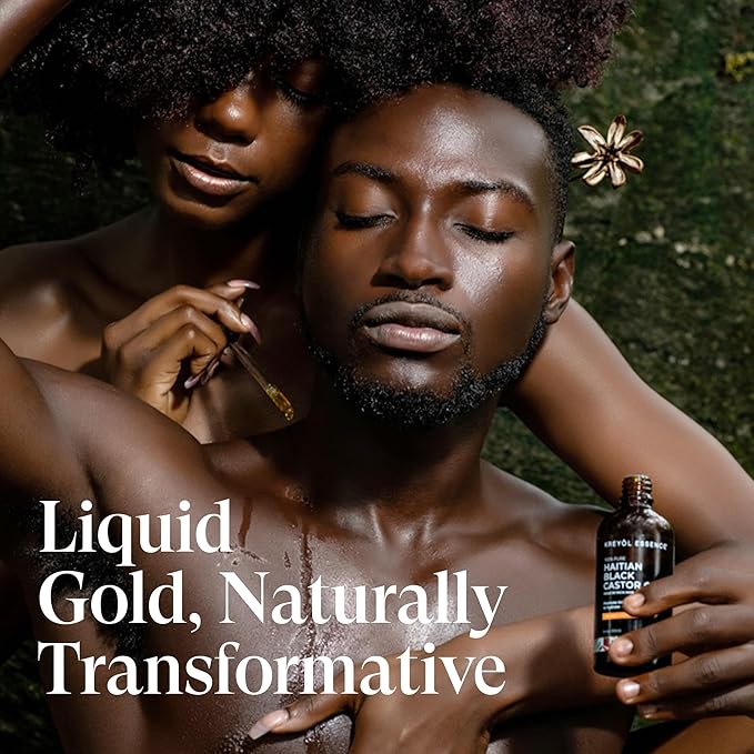 Kreyol Essence - Haitian Black Castor Oil for Skin and Hair, Glass Bottle - Cold Pressed, Hexane Free, Fuller-Looking Hair, Natural Humectant, Mango Papaya & Coconut, 3.4 Fl Oz
